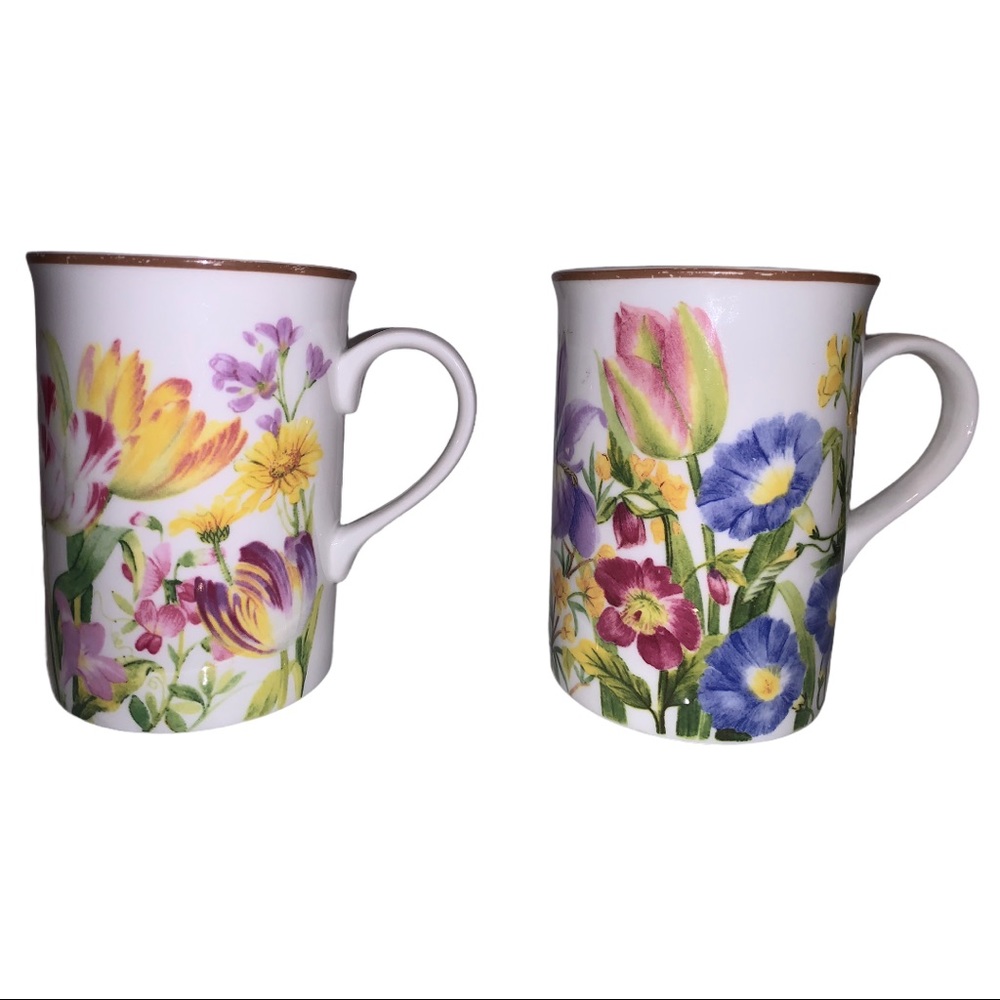 Jardin Royal Bone China Porcelain Mug Set of 2 Cups Collectibles Gift for Mom
